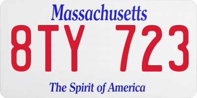 MA license plate 8TY723