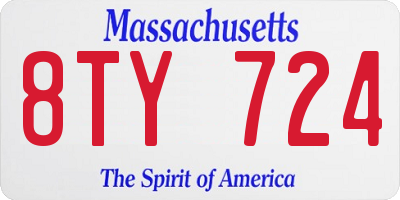MA license plate 8TY724