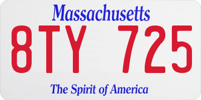 MA license plate 8TY725