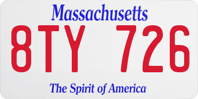 MA license plate 8TY726