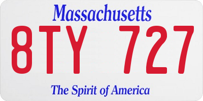 MA license plate 8TY727