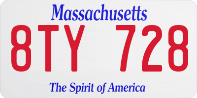MA license plate 8TY728