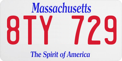 MA license plate 8TY729