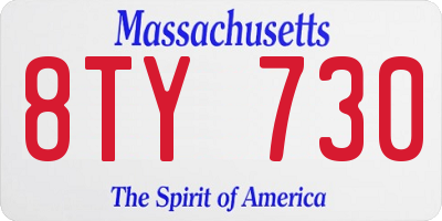 MA license plate 8TY730