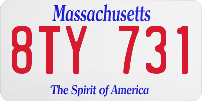 MA license plate 8TY731