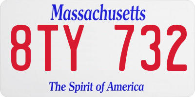 MA license plate 8TY732