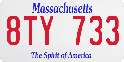 MA license plate 8TY733