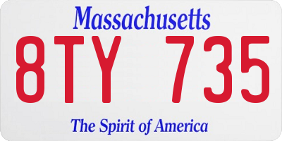 MA license plate 8TY735