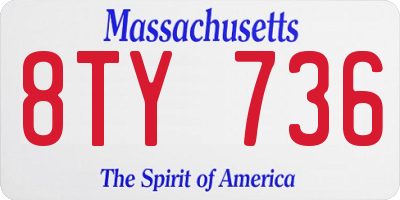 MA license plate 8TY736