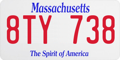 MA license plate 8TY738