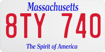 MA license plate 8TY740