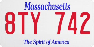 MA license plate 8TY742