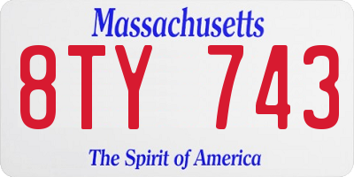 MA license plate 8TY743