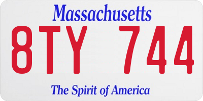 MA license plate 8TY744