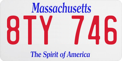 MA license plate 8TY746