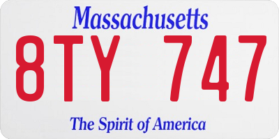 MA license plate 8TY747