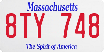MA license plate 8TY748