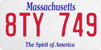 MA license plate 8TY749
