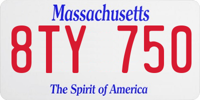 MA license plate 8TY750