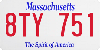 MA license plate 8TY751