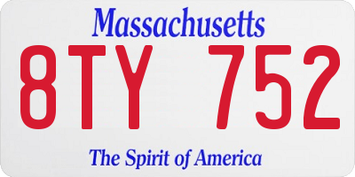 MA license plate 8TY752