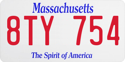 MA license plate 8TY754