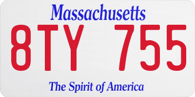 MA license plate 8TY755