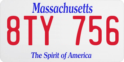 MA license plate 8TY756