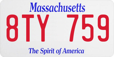 MA license plate 8TY759