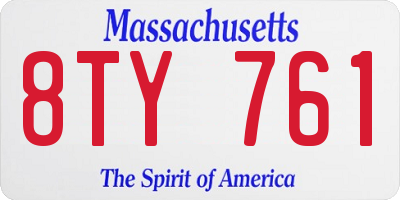MA license plate 8TY761