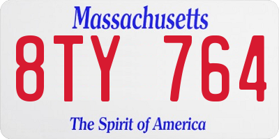 MA license plate 8TY764