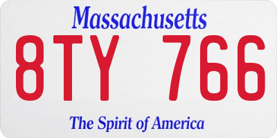 MA license plate 8TY766