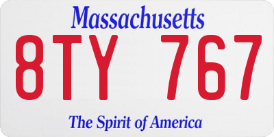 MA license plate 8TY767
