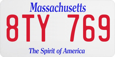 MA license plate 8TY769