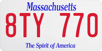 MA license plate 8TY770