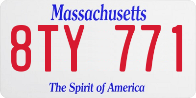 MA license plate 8TY771