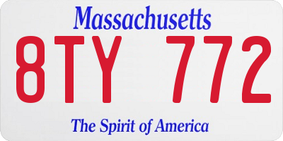 MA license plate 8TY772