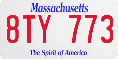 MA license plate 8TY773
