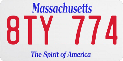 MA license plate 8TY774