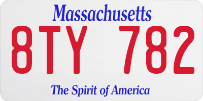 MA license plate 8TY782