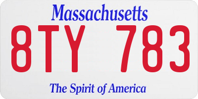 MA license plate 8TY783