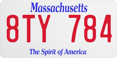 MA license plate 8TY784