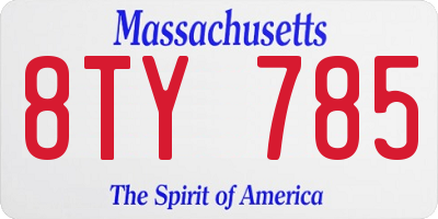 MA license plate 8TY785