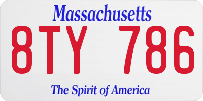 MA license plate 8TY786