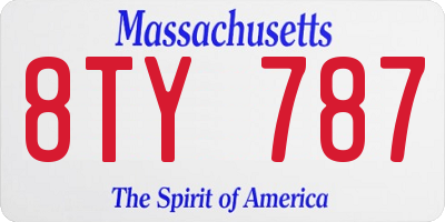 MA license plate 8TY787