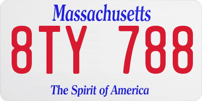 MA license plate 8TY788