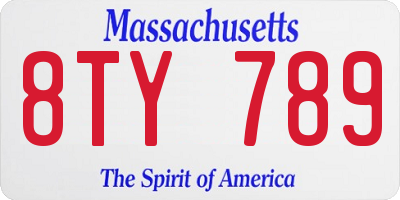 MA license plate 8TY789
