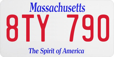 MA license plate 8TY790