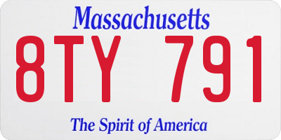 MA license plate 8TY791