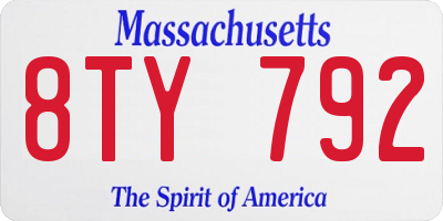 MA license plate 8TY792
